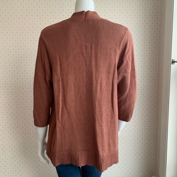 J. Jill Rusty Brown Oversized Button Front Cardigan Sweater Sz Small PW 6 - Picture 5 of 8